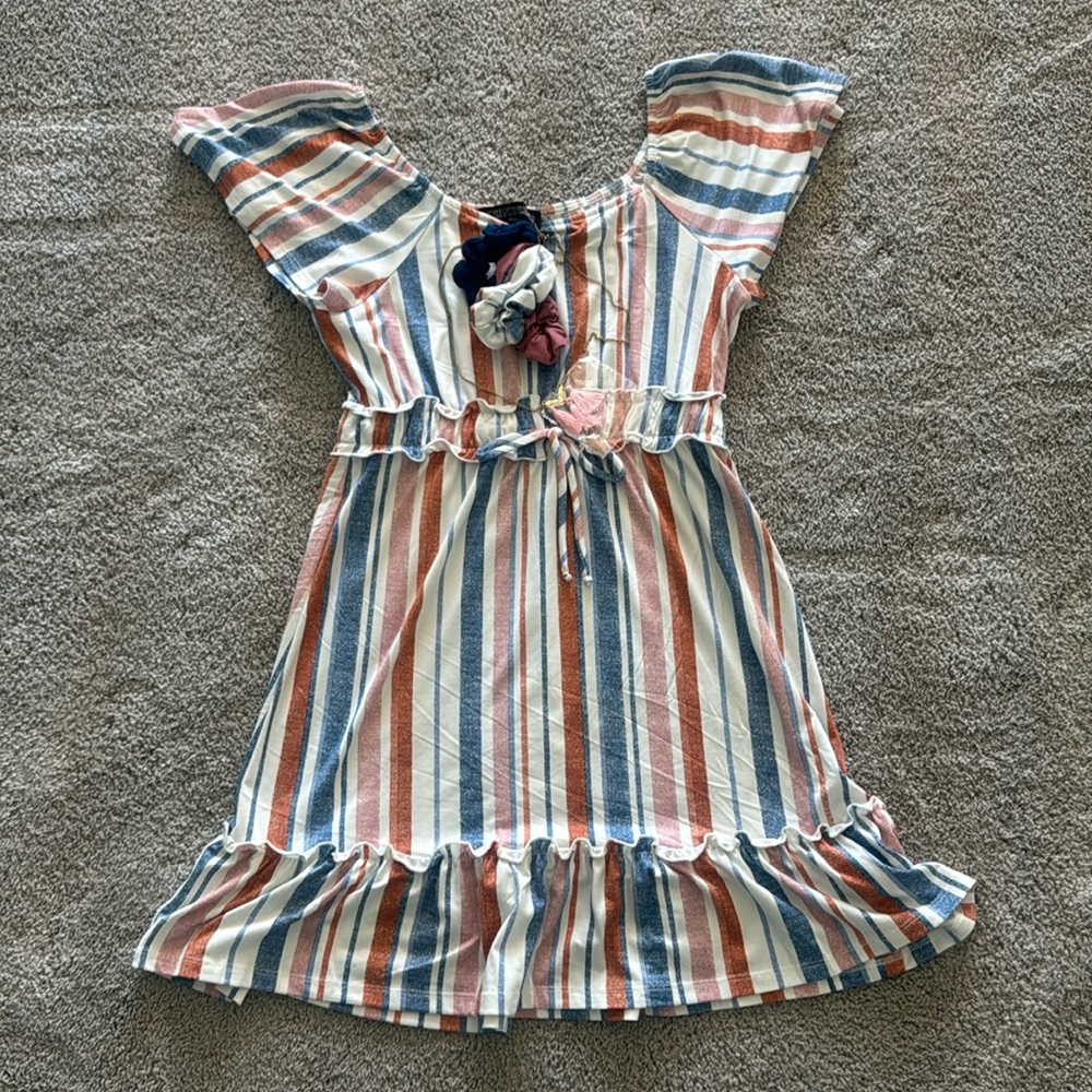 Trixxi Three Pink Hearts Stripe Dress